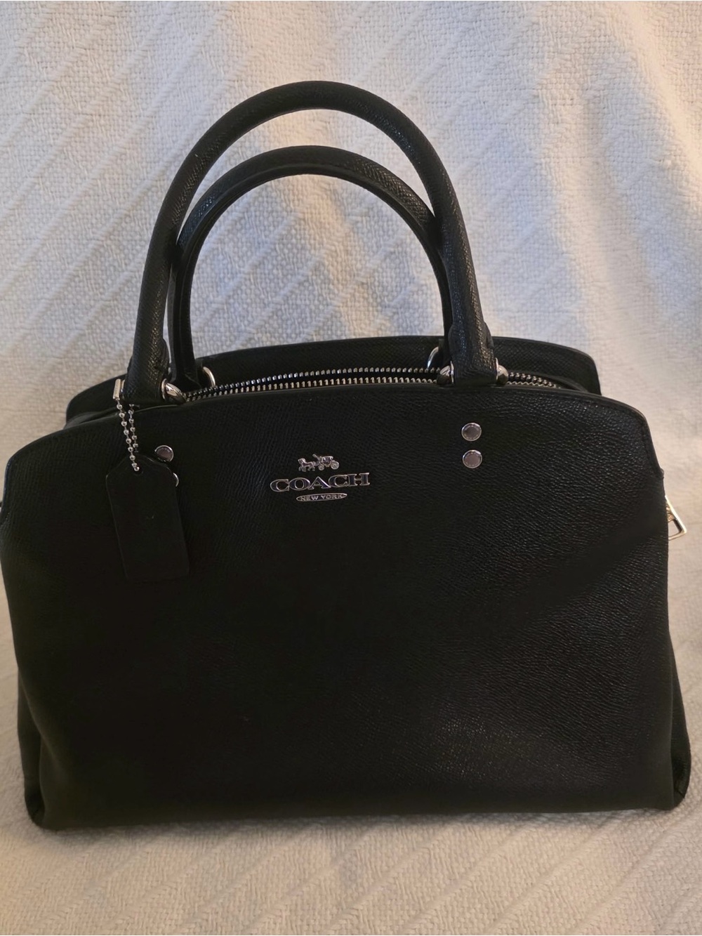 COACH Lillie Carryall Black Leather Satchel Bag